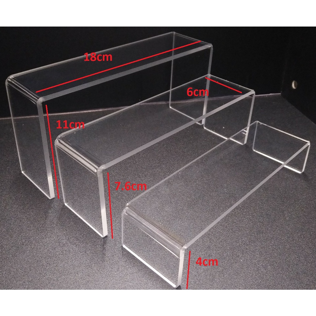 Bộ Kệ Chữ U Bậc Thang Mica Trong 3 Chiếc Lồng Nhau Trưng Bày Sản Phẩm Lego Mô Hình Đồ Chơi Các Cỡ
