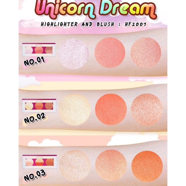 Phấn Má &amp; Bắt Sáng Sivanna Colors Unicorn Dream Highlighter &amp; Brush