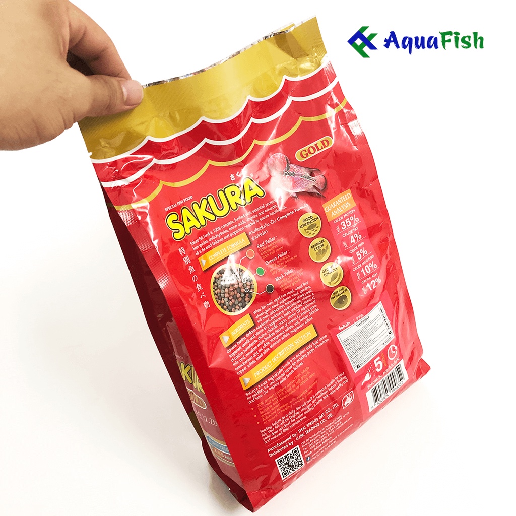 Thức Ăn Cho Cá Koi, Cá Vàng Sakura 35% Túi 1kg (Giúp cá nhanh lớn, tăng đề kháng, màu sắc cho cá)