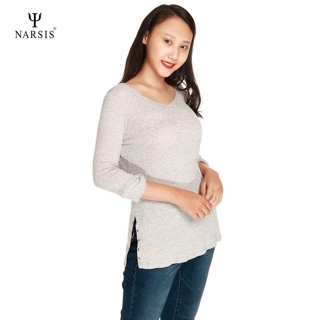Áo len nữ tay lỡ Narsis L7074 màu ghi