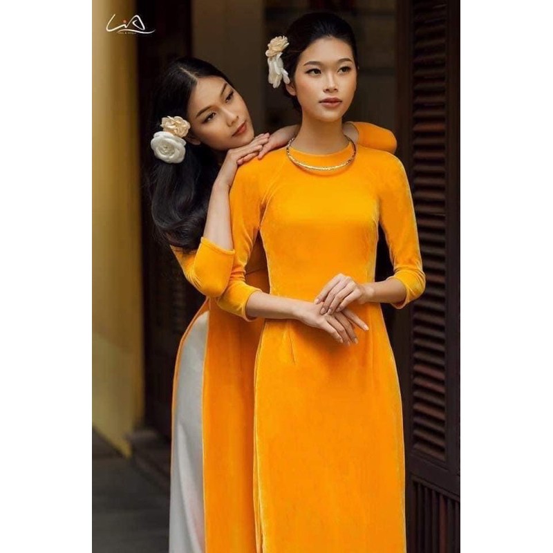 Áo dài nhung trơn nhiều mầu (kèm ảnh thật) | BigBuy360 - bigbuy360.vn