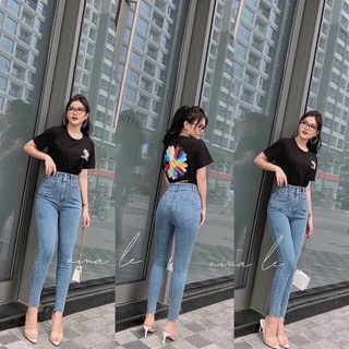 Quần jean cạp cao 2 khuy