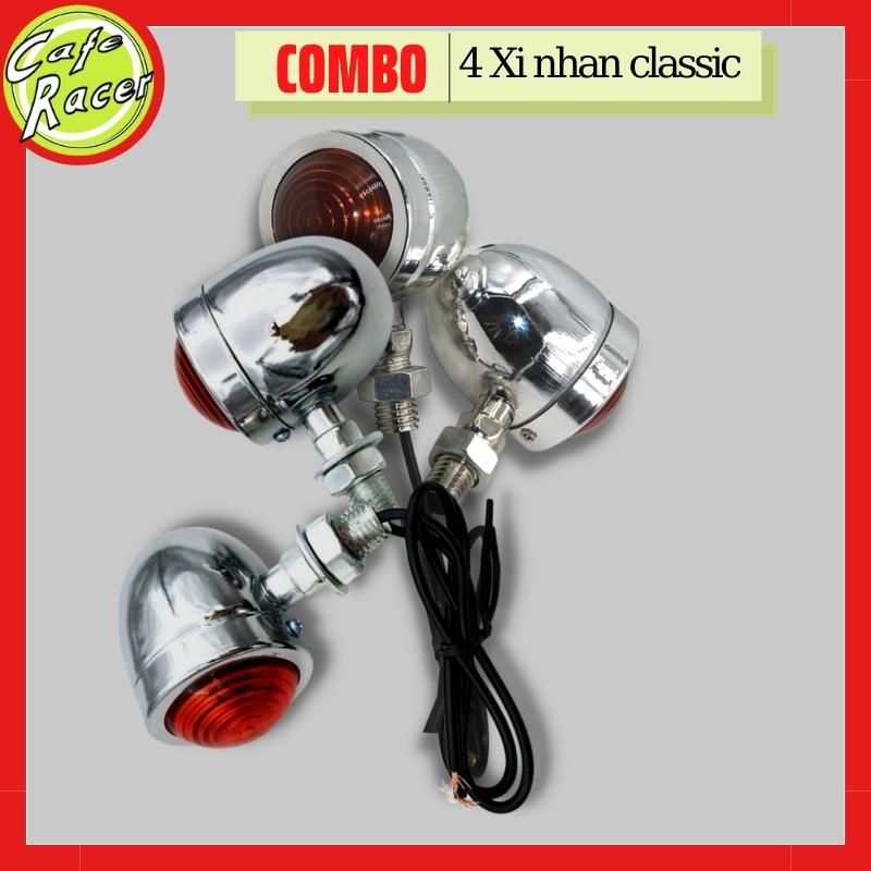 Set phụ tùng gồm đèn hậu tổ ong và 4 xi nhan classic loại bé cho Win 67 Wolf độ xe CAFE RACER Tracker