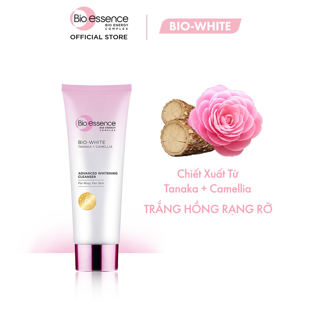 Sữa rửa mặt BioEssence BioWhite Advanced Whitening Cleanser chiết xuất Tanaka&amp;Camellia 100g