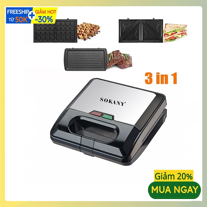 Máy kẹp nướng bánh mì - Máy làm bánh tàn ong, waffle Chính hãng SOKANY
