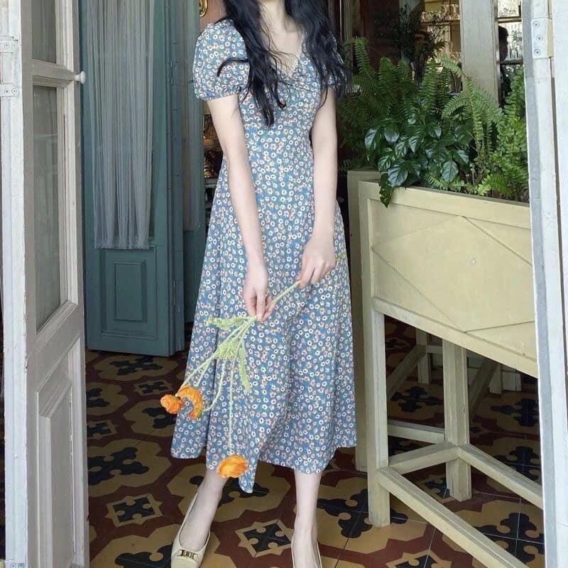 🌷 VÁY HOA NHÍ XANH VINTAGE VIỀN REN | BigBuy360 - bigbuy360.vn