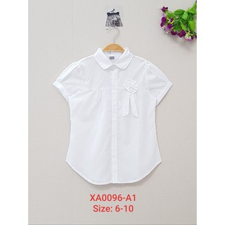 DG59-A-01- Áo sơ mi bé gái cộc tay, in quả dâu, màu trắng, Made in Vietnam