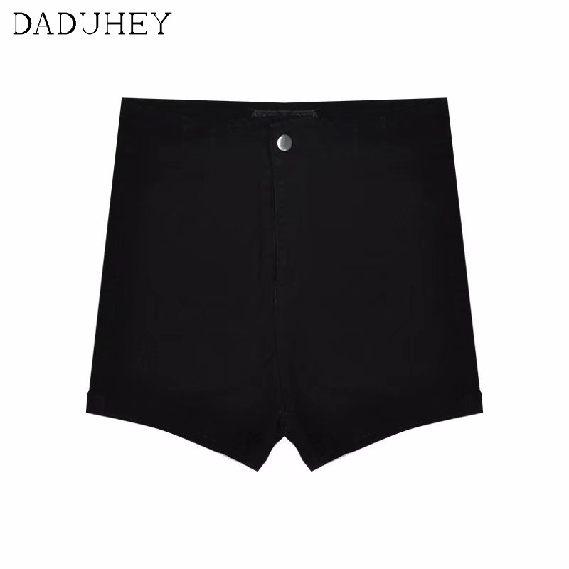 Quần Short Jean Lưng Cao Ôm Dáng Co Giãn Tốt Cỡ Lớn Phong Cách Âu Mỹ Thời Trang Cho Nữ