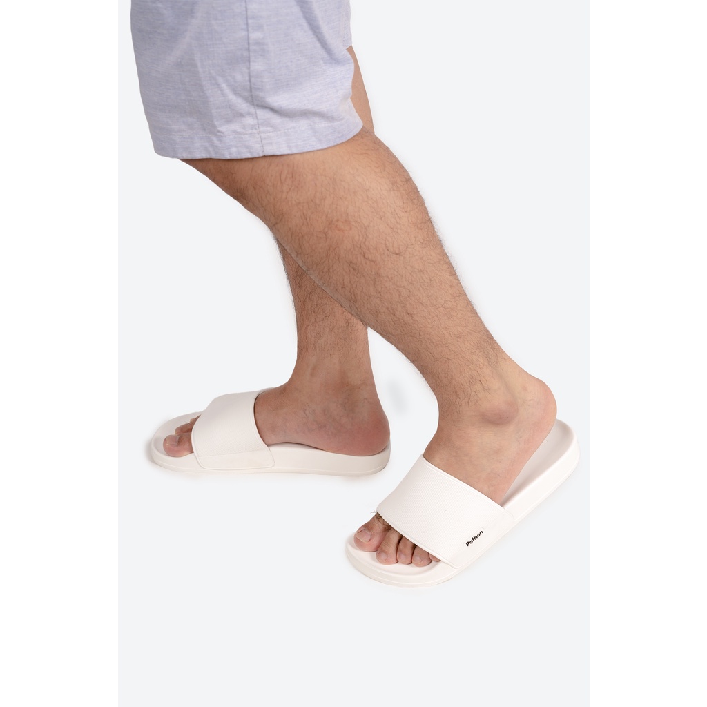 Dép nam nữ quai ngang slipper Pathon quai PVC và đế PU trắng,quai trắng Mẫu SD32