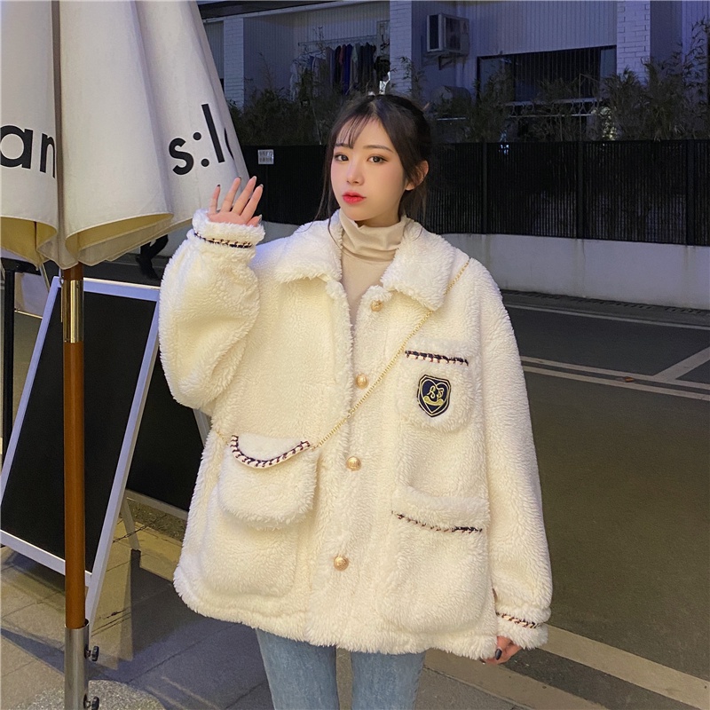 Áo khoác nữ tiểu thư LADDY áo khoác lông kèm túi xách cute_VIETCEN