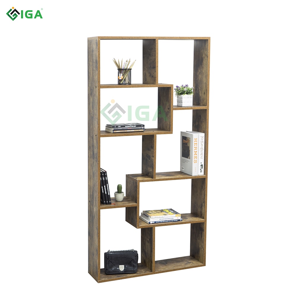 Kệ sách để sàn đa tầng hiện đại thông minh, kệ đa năng chắn phòng khách gỗ cháy- GP42.08