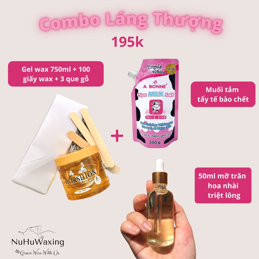 Set Wax lông tại nhà Láng mịn (Wax Horshion + muối tắm con bò + mỡ trăn nghệ an) NuHuWaxing | BigBuy360 - bigbuy360.vn