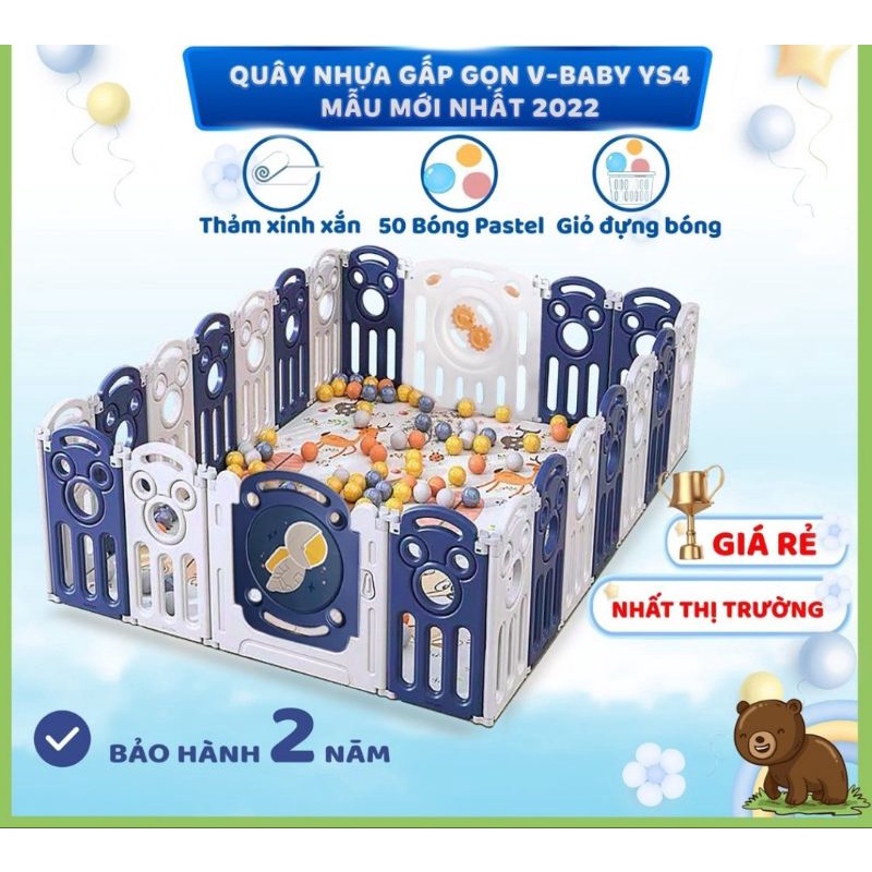 Bộ quây cũi nhựa nguyên sinh Tặng Banh, thảm, giỏ