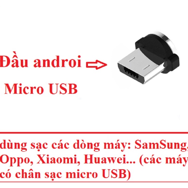 Cáp sạc đa năng, nam châm 3 đầu hít từ, cáp sạc nam châm có 3 đầu Lightning, Micro USB, Type-C