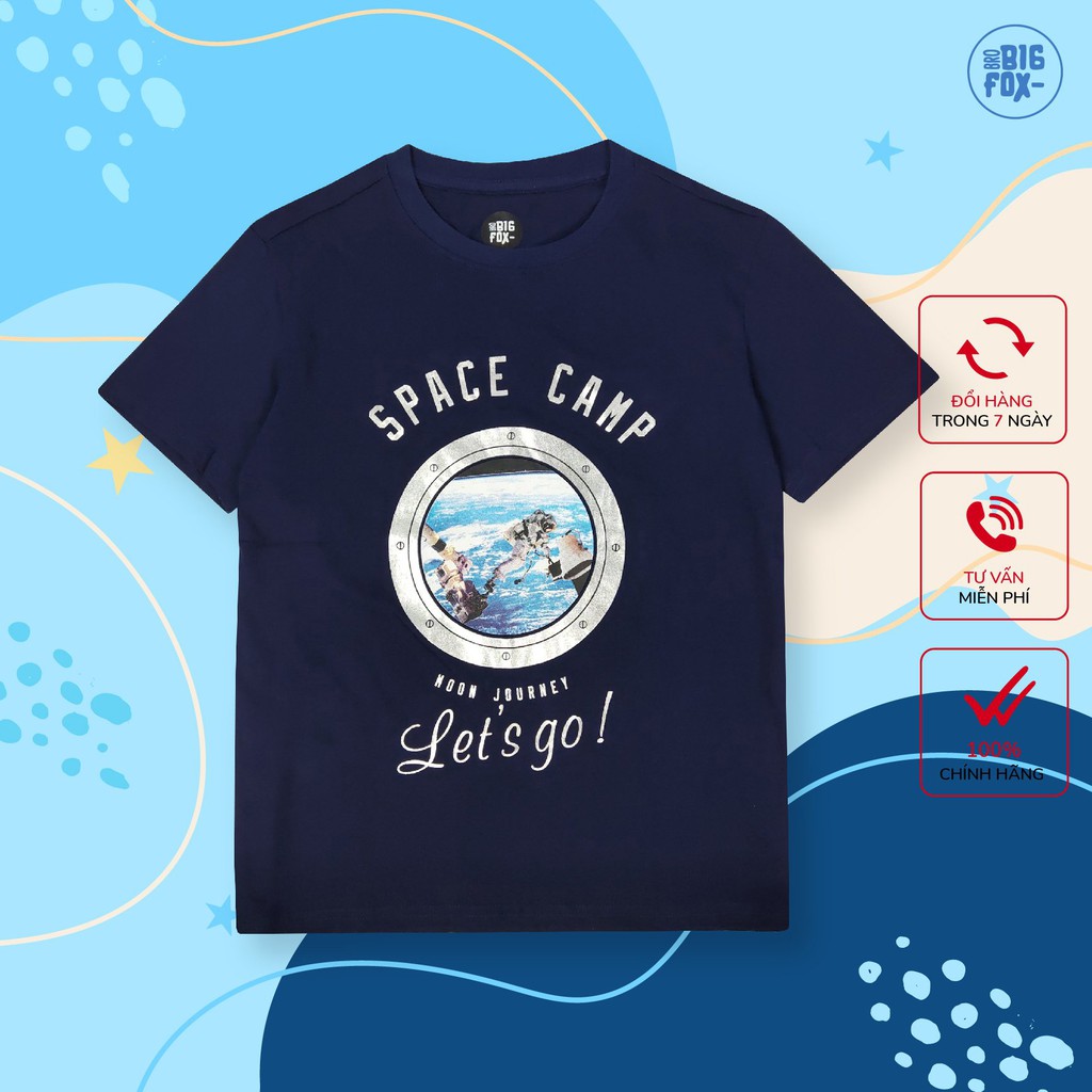 [MÃ BIGFBIF10 GIẢM 10K] Áo Cộc Tay Bé Trai Bigfox, Áo Phông Trẻ Em Size Đại, In Space Camp 3-11, Cotton Xuất.