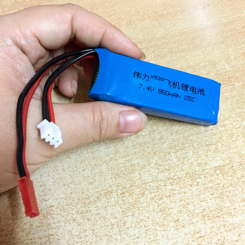 Pin sạc 7.4V 950mAh 25C cho máy bay cánh bằng XK X520