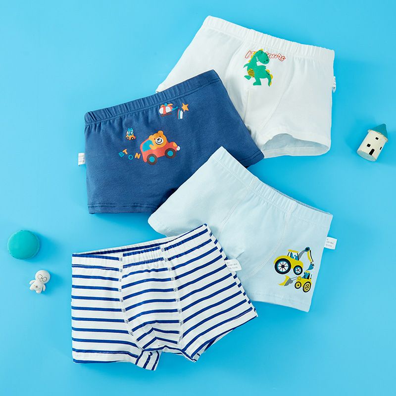 [Combo 4 quần] Quần chip bé trai, quần lót bé trai cotton kháng khuẩn khủng long~Maruka Fashion