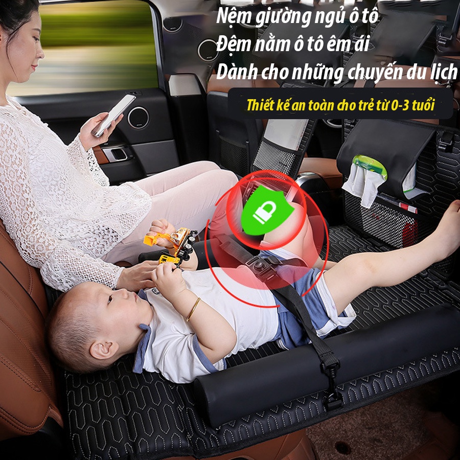 Đệm ngủ ô tô nệm giường ghế sau xe hơi 4 màu chất liệu da cao cấp không mùi không bơm hơi ngủ ngon an toàn  thoải mái