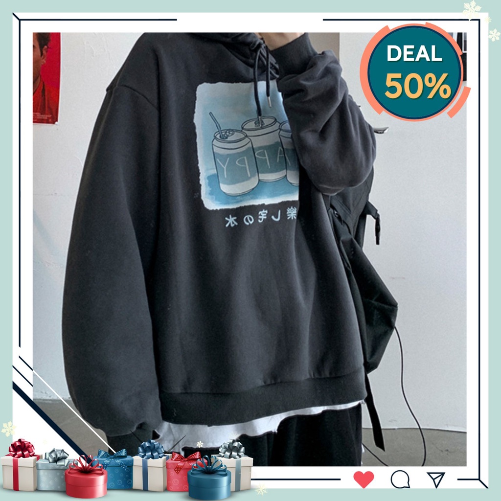 Áo Hoodie Happy Unisex, Áo sweater form rộng mimishop199415