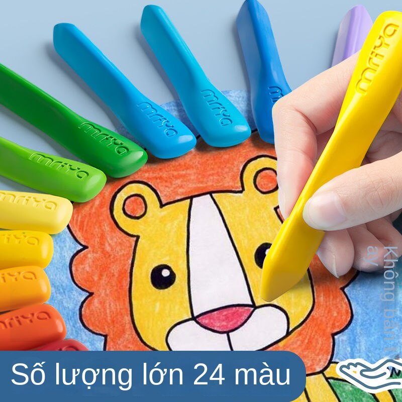 Bút Chì Sáp 24 Màu Không Bẩn Tay Cầm Bằng Nhựa Hữu Cơ Có Thể Giặt Được Dành Cho Học Sinh Trẻ Em