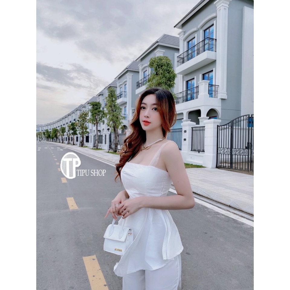 TIPU SHOP - HÀNG MAY THIẾT KẾ ★ Set áo taffta dây ngọc quần xuông lụa satin hà n