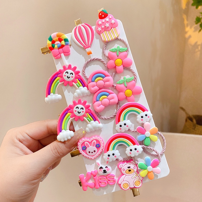 Set 14 Kẹp Tóc Hình Hoa Bướm Dễ Thương Cho Bé Gái