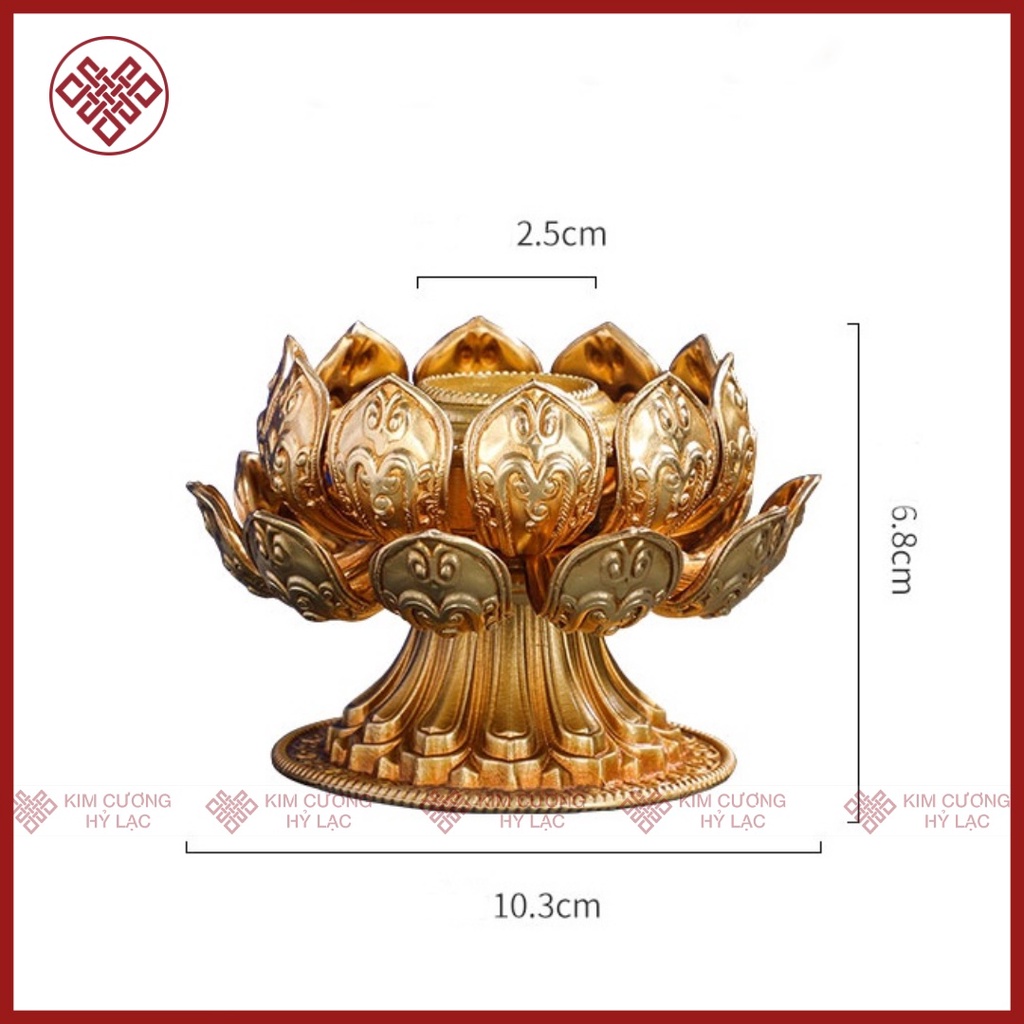 Đế Cắm Kinh Luân Cầm Tay  Hình Bông Sen 2 Tầng Bằng Đồng