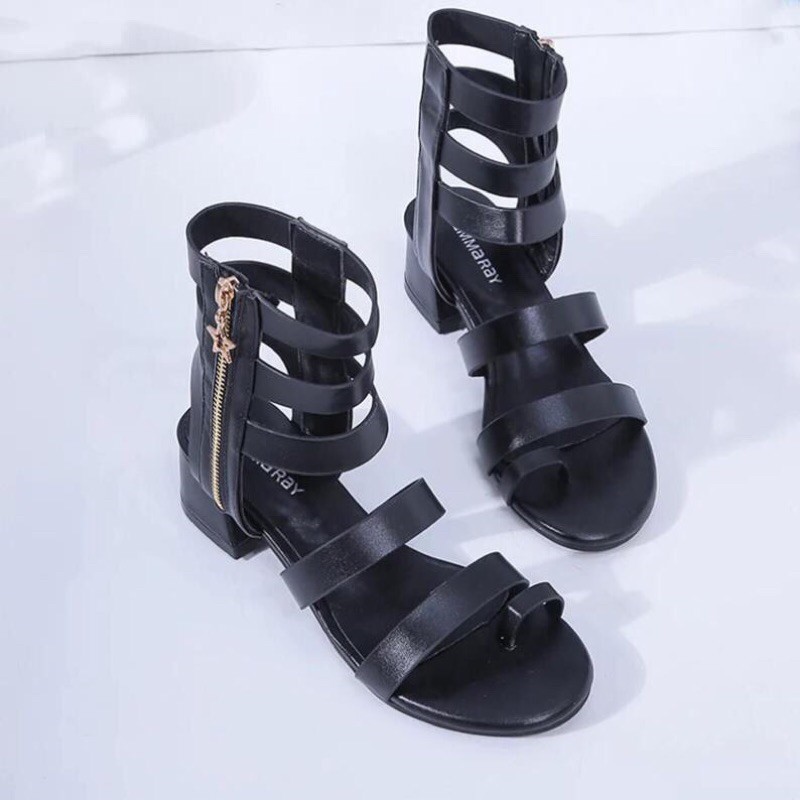 Giày Sandal Chiến Binh Nữ Xỏ Ngón Khoá Cạnh Gắn Sao Chất Da Siêu Đẹp