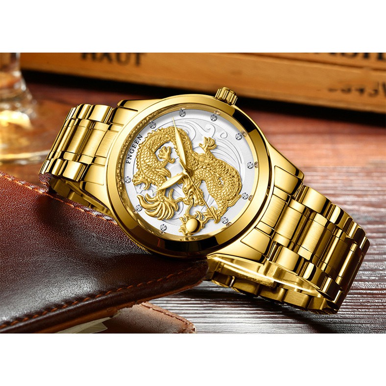 (FULL BOX) Đồng Hồ Nam FNGEEN Mặt Rồng 3D Phiên Bản Doanh Nhân Dây Thép Không Gỉ Cao Cấp | BigBuy360 - bigbuy360.vn