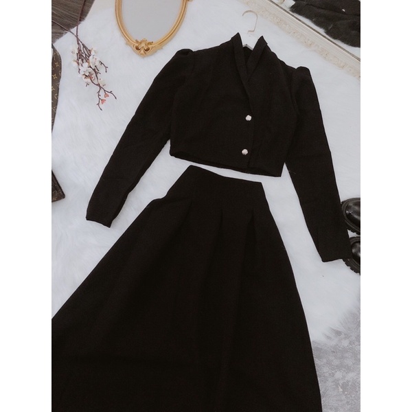 Set Áo Vest chân váy + Vest  Hàn Quốc lịch lãm - Nữ  - Màu Đen size S M L | BigBuy360 - bigbuy360.vn