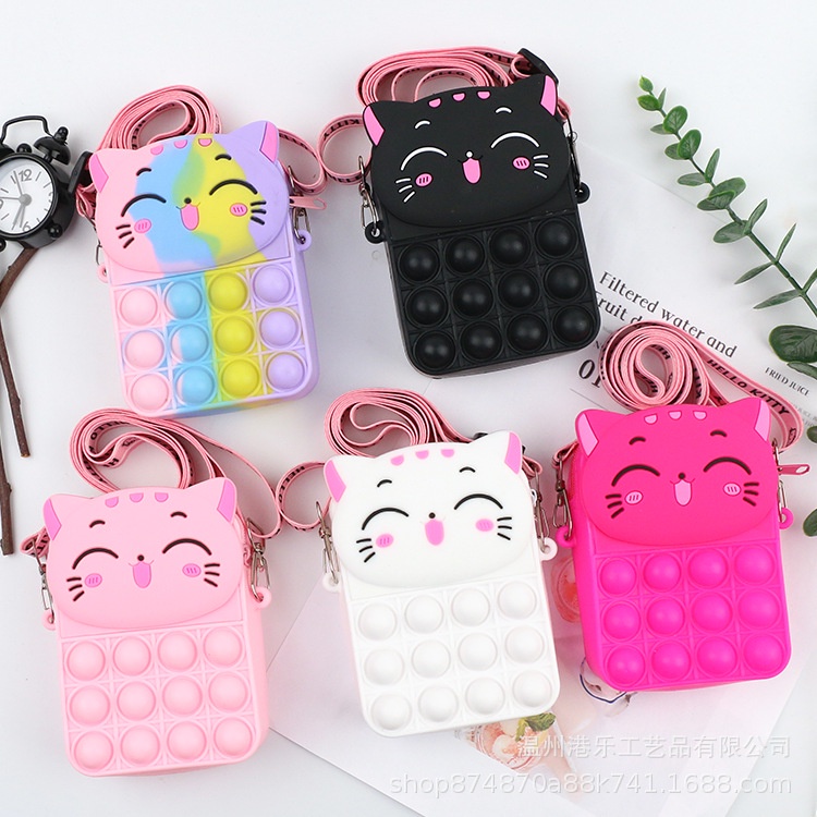 Túi Đeo Chéo Đựng Tiền Xu Bằng Silicon Họa Tiết Hoạt Hình Dễ Thương Cho Bé
