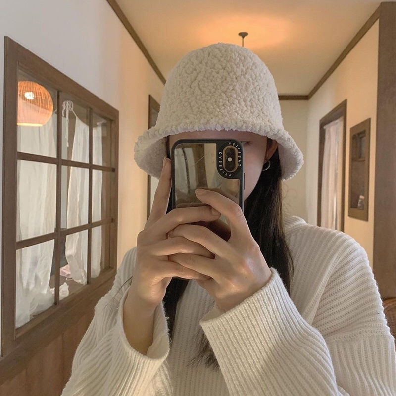 🌷 Mũ bucket lông cừu thời trang thu đông