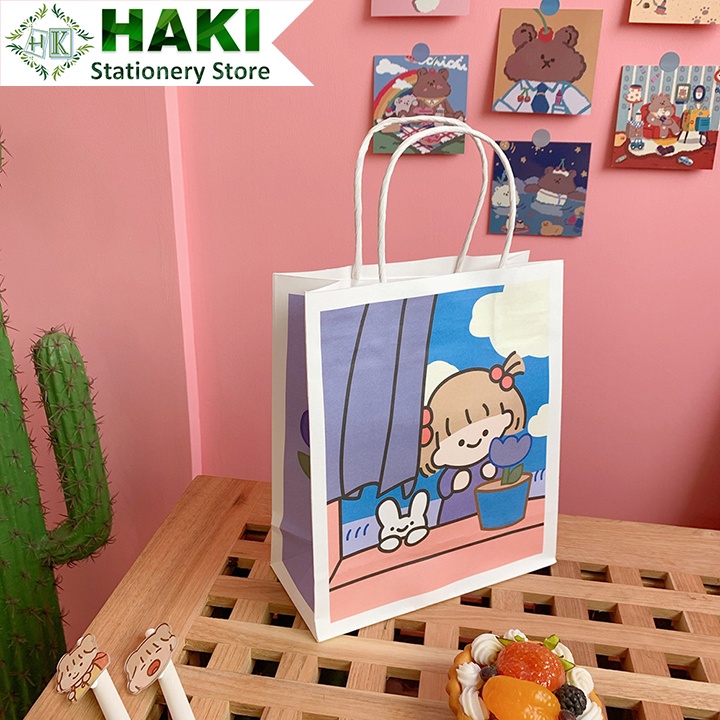 Túi giấy đựng quà có quai mini HAKI hoạt hình dễ thương TG01