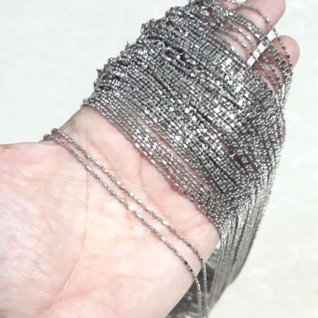 Sỉ dây chuyền bi sợi mảnh xi bạch kim ( dài 15-18cm)