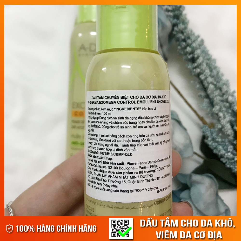 [TEM NHẬP KHẨU] Sữa tắm ADERMA EXOMEGA CONTROL Shower Oil cho da khô, viêm da cơ địa