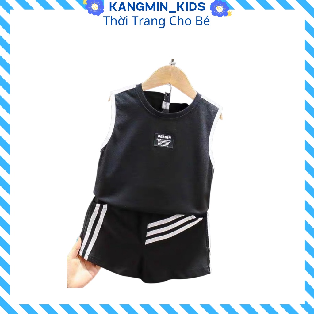 Đồ bộ ba lỗ sát nách cho bé trai Kangmin kids, Bộ quần áo hè bé trai trẻ em TEA08, áo thun bé trai từ 7-20kg