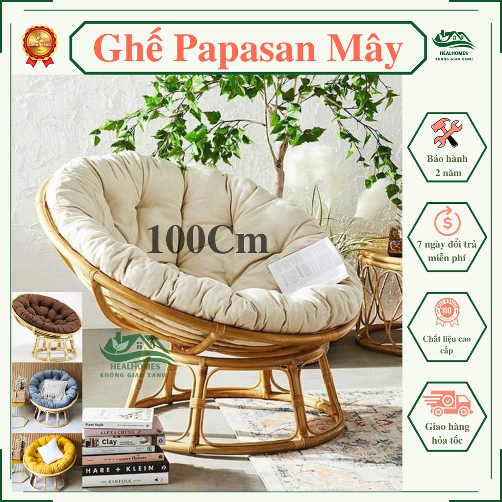 Ghế lười thư giãn Papasan mây phòng ngủ cho bé, decor ban công nằm thư giãn, trang trí phòng khách, đọc sách / HealHomes