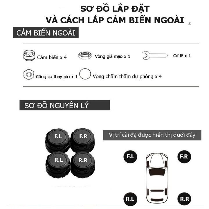 Cảm biến áp suất lốp van ngoài ô tô - Tần số làm việc: 433.92 MHz - Điện áp làm việc: 2.1-3.6 V - Mã TS03X