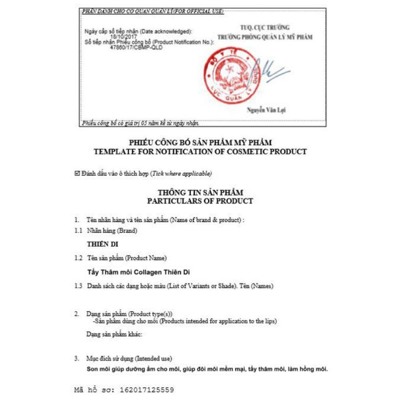 Tẩy thâm môi colagel Thiên Di giúp môi hết thâm, luôn hồng hào, mềm mại
