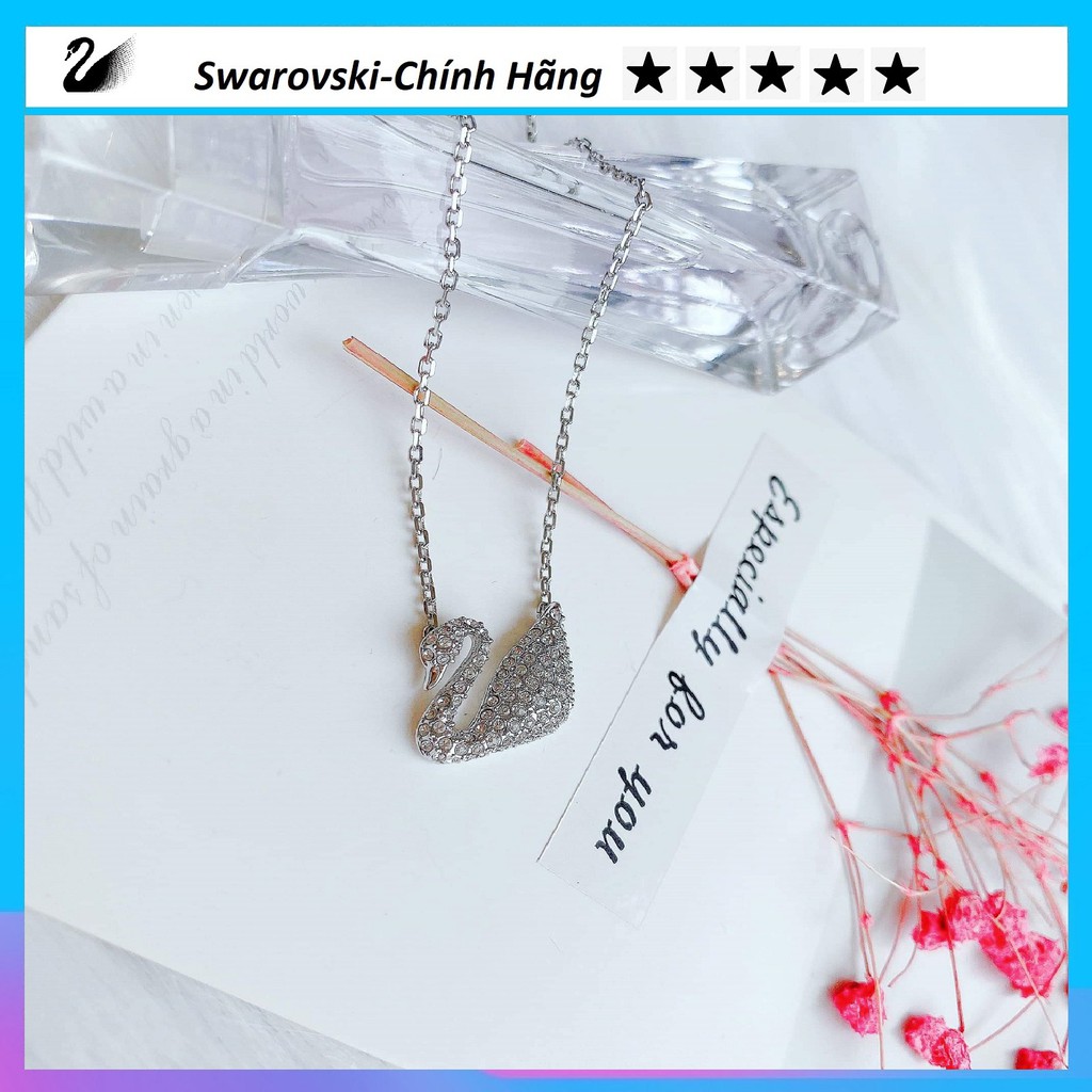 [Swarovski Chính Hãng] Dây Chuyền Nữ Swarovski Swan Pendant, White, Rhodium Plated Thiên Nga