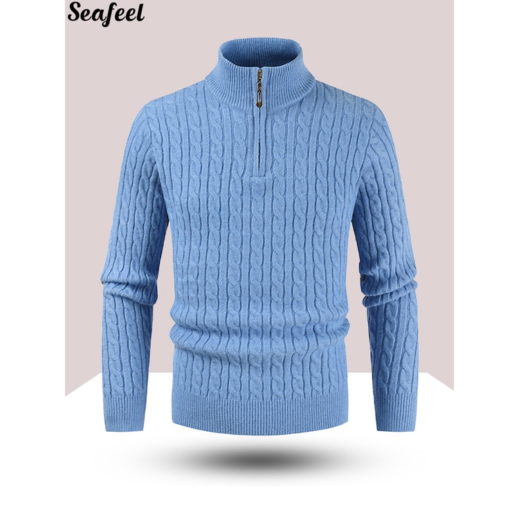 Áo sweater cổ đứng phối khóa kéo thời trang mùa đông cho nam
