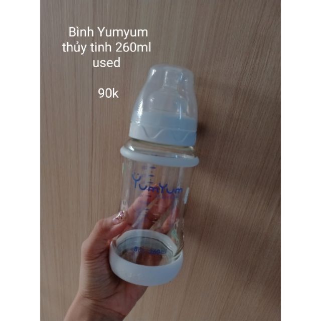 Thanh lý bình sữa thủy tinh Glasslock made in Korean 260ml đã qa sử dụng, núm size lớn cho bé trên 6 tháng. Không có hộp