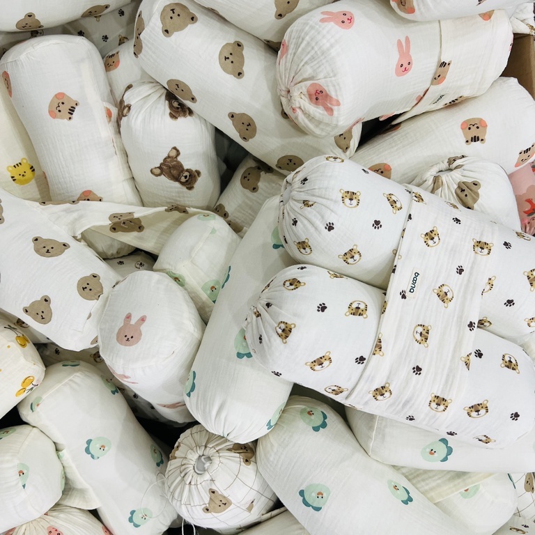 Bộ Chặn, gối chặn Sơ Sinh Boona Xô Muslin Ruột Bông Tự Nhiên Siêu Mềm Mại Chống Giật Mình Cho Bé Sơ Sinh mesocshop