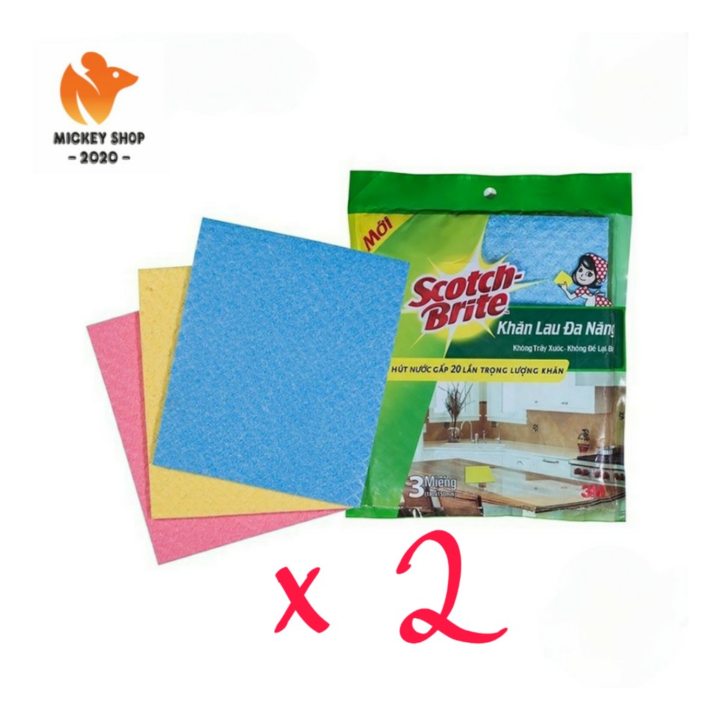 [Combo] Khăn Lau Đa Năng 3M Scotch Brite 18x20 (Gói 3 Miếng) x2 - XA010911148 - Chính Hãng