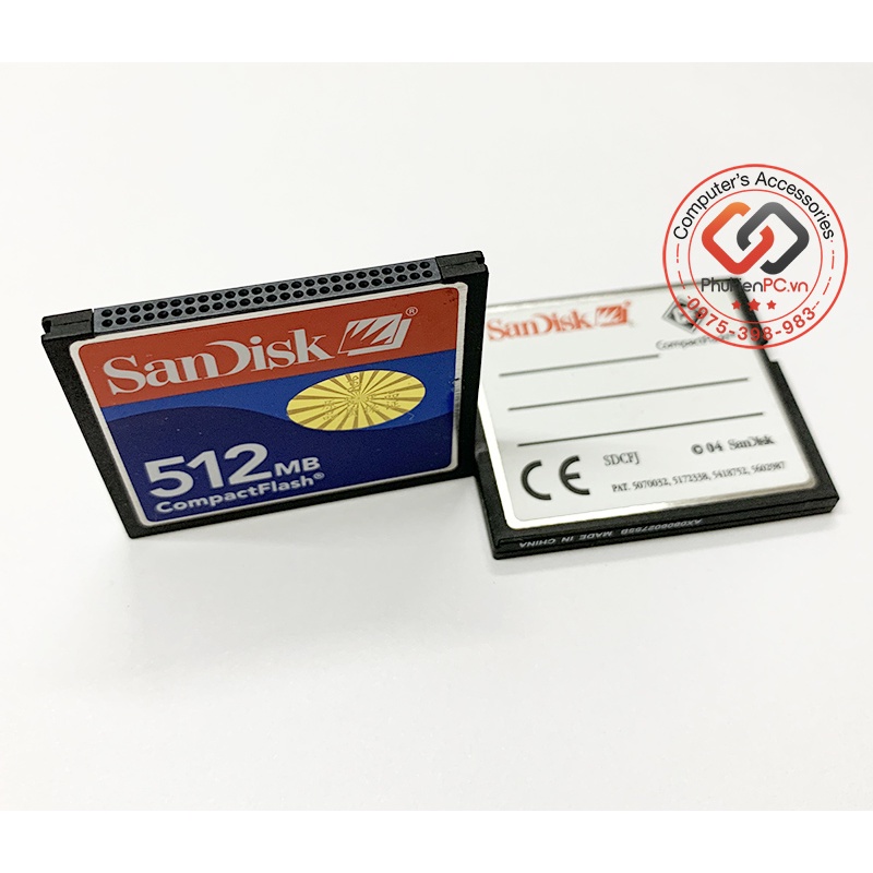 Thẻ nhớ SanDisk Compact Flash Card CF dung lượng 512MB chuyên dùng cho máy CNC, cơ khí chính xác