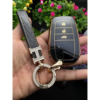 Bao Chìa Khóa Đen Vàng -Ốp chìa khóa Thông Minh Toyota Fortuner Camry Hilux INNOVA Land Cruiser 3 Nút