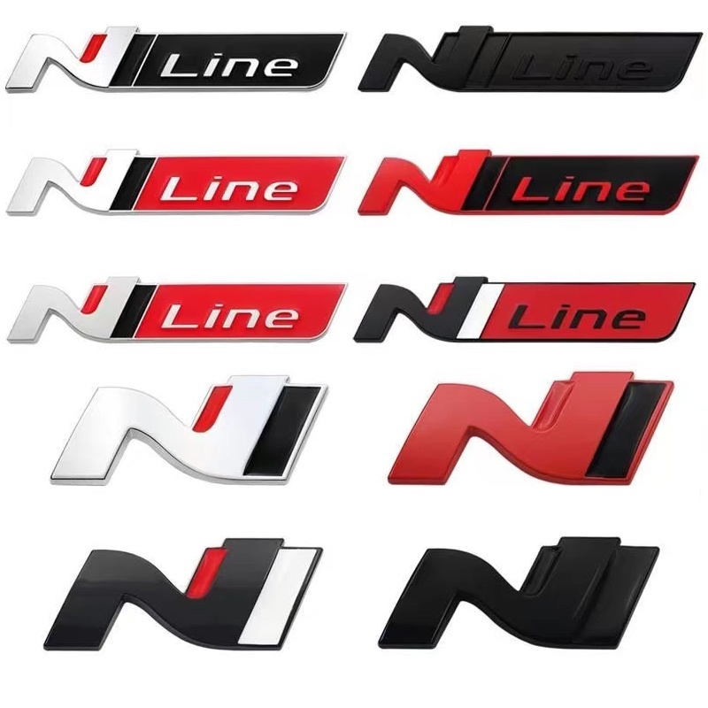 Miếng Dán Kim Loại 3D Trang Trí Xe Hơi Hyundai N Line N Line Nline Hyundai i20 i10 i30 2021 Sonata Elantra Veloster Kona Tucson N Line