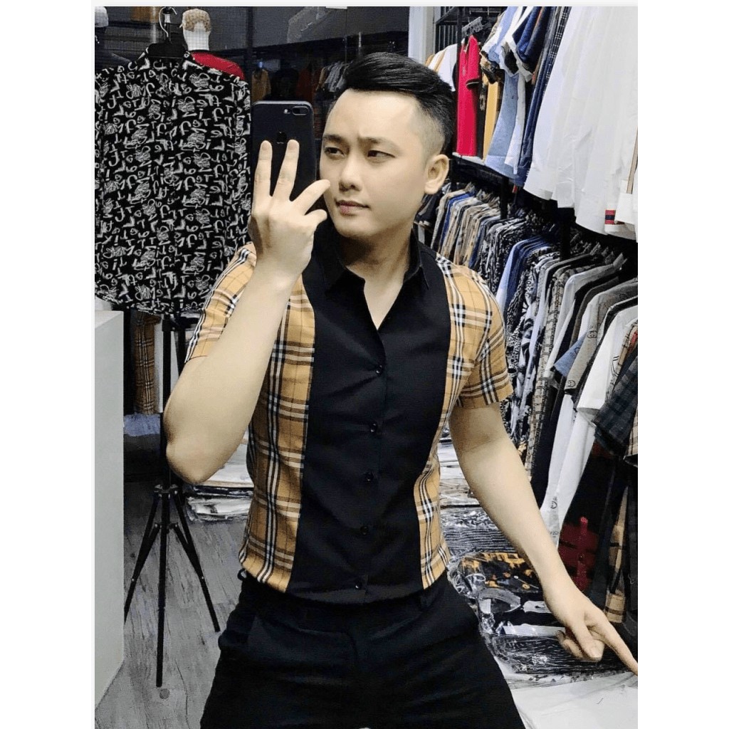 ÁO SƠ MI NAM NGẮN TAY CARO KẺ SỌC SIÊU ĐẸP , HOTTREND NHẤT HIỆN NAY HK