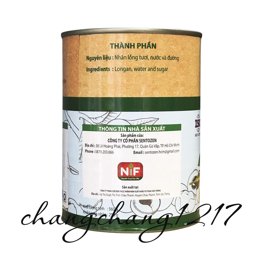 Nhãn Ngâm Nước Đường Nif Đóng Lon 560gr