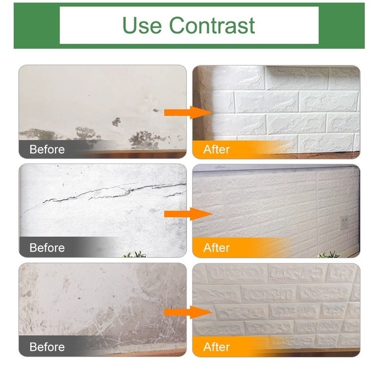 Giấy dán tường họa tiết gạch 3D chống thấm nước trang trí phòng ngủ/phòng khách DIY